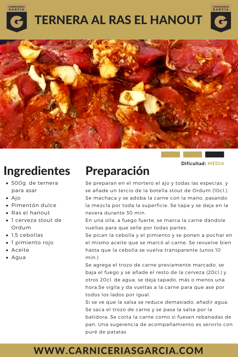 Receta de ternera al Ras al Hanout